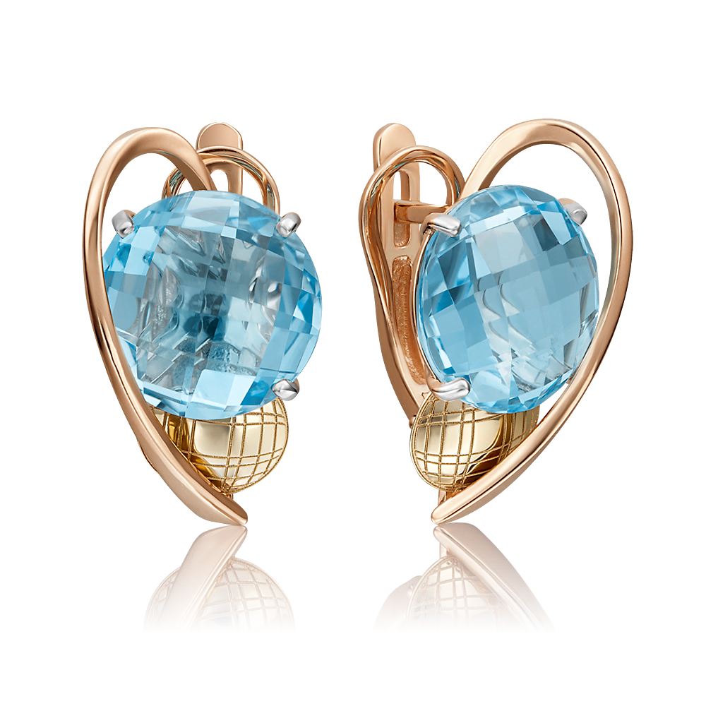 Серьги с английским замком из комбинированного золота с топазом 02-4183-00-201-1113-46