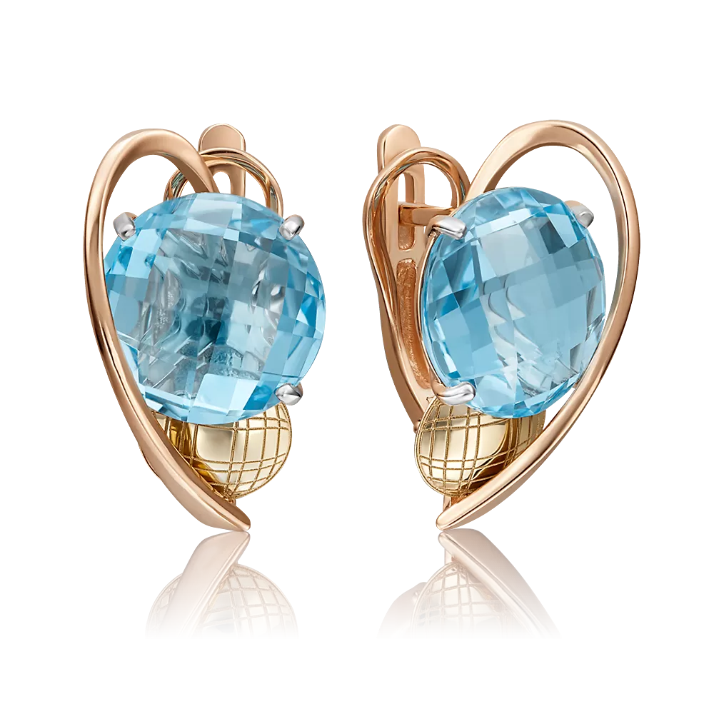 Серьги с английским замком из комбинированного золота с топазом 02-4183-00-201-1113-46