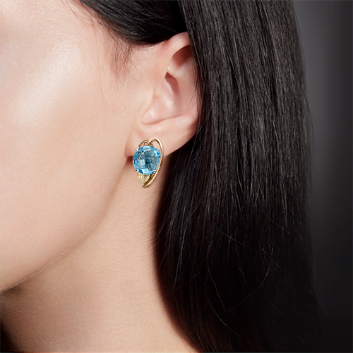 Серьги с английским замком из комбинированного золота с топазом 02-4183-00-201-1113-46