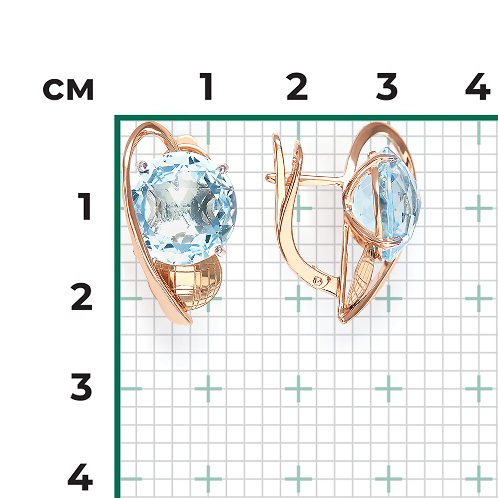 Серьги с английским замком из комбинированного золота с топазом 02-4183-00-201-1113-46