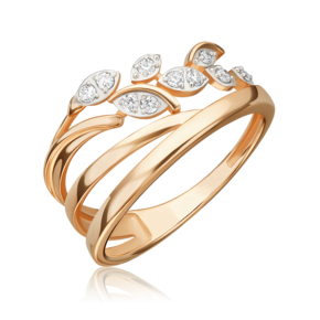 Кольцо «Золотая ветвь» из красного золота с фианитами 01-5902-00-401-1110