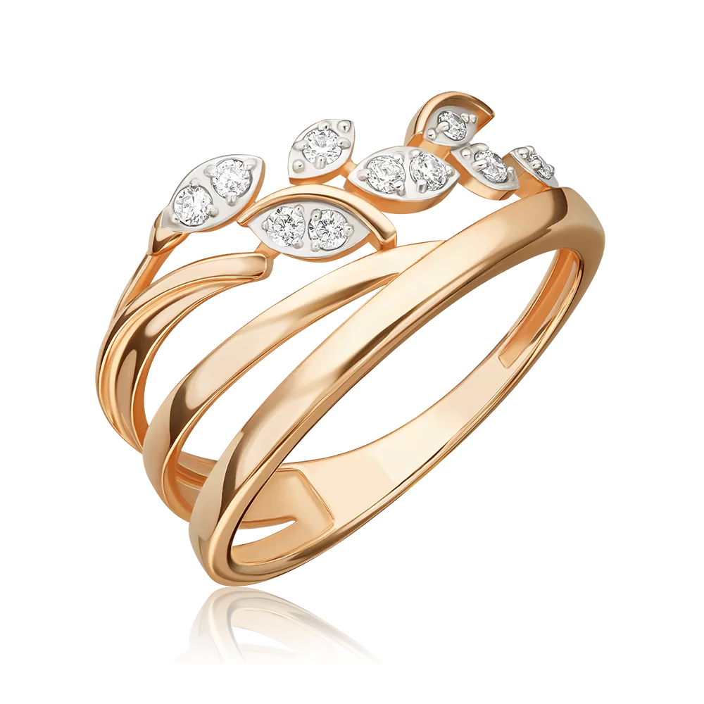 Кольцо «Золотая ветвь» из красного золота с фианитами 01-5902-00-401-1110