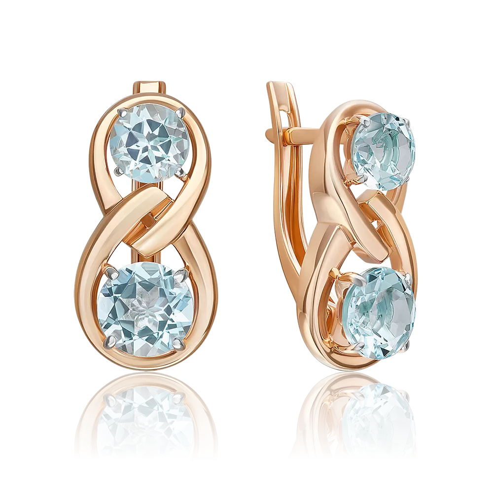 Серьги с английским замком из красного золота с топазами 02-5420-00-201-1110