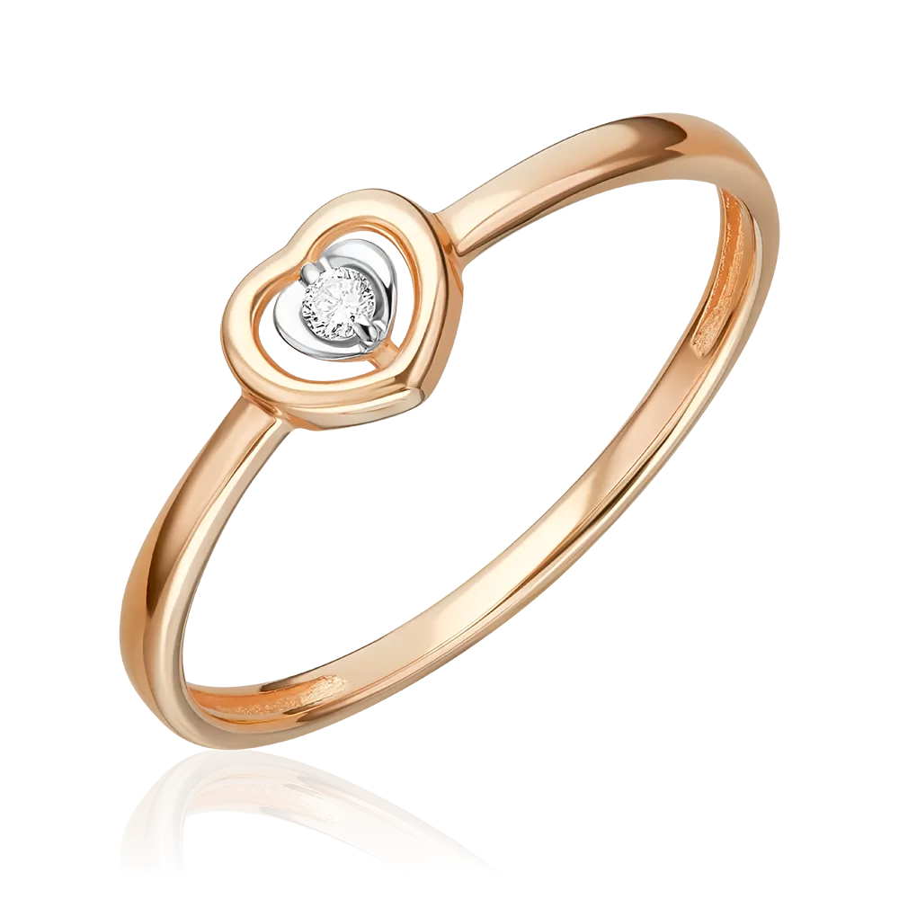 Помолвочное кольцо из красного золота с бриллиантом 01-5969-00-101-1110