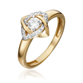 Кольцо из лимонного золота с фианитами 01-5304-00-401-1130