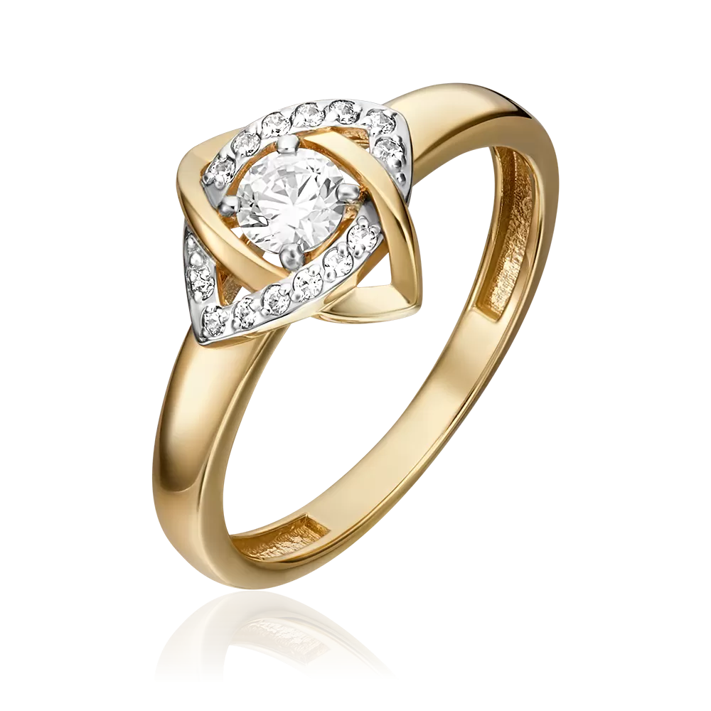 Кольцо из лимонного золота с фианитами 01-5304-00-401-1130