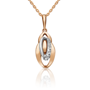 Подвеска из комбинированного золота с фианитами 03-3134-00-401-1111-03