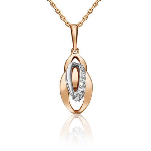 Подвеска из комбинированного золота с фианитами 03-3134-00-401-1111-03