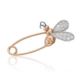 Брошь-булавка «Пчела» из красного золота с фианитами 04-0222-00-401-1110-23