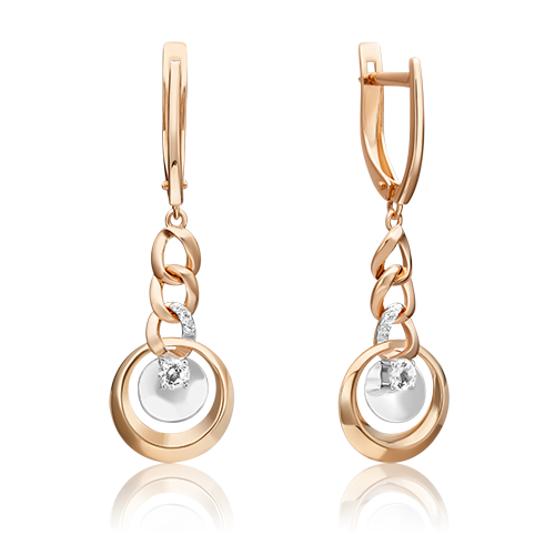 Серьги «Энергия» из комбинированного золота с натуральными топазами white 02-4833-00-201-1111