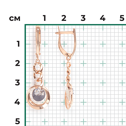 Серьги «Энергия» из комбинированного золота с натуральными топазами white 02-4833-00-201-1111