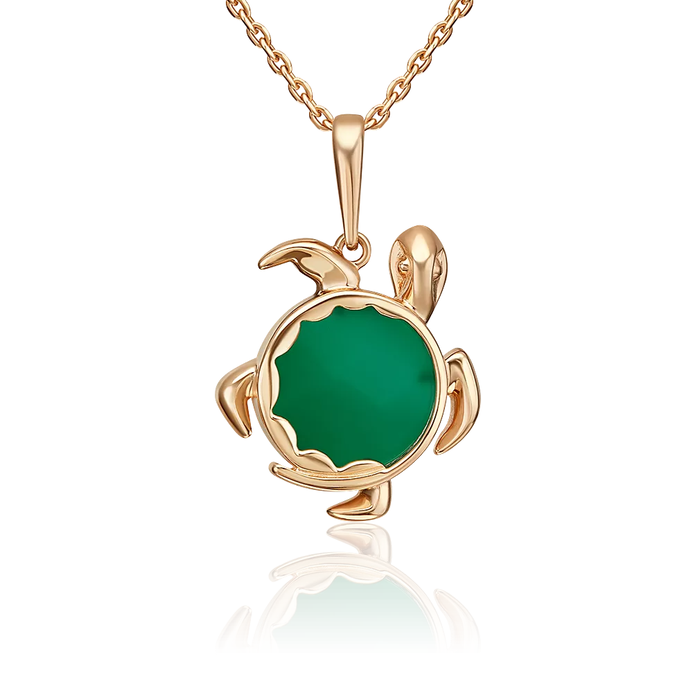 Подвеска «Морская черепаха» из красного золота с агатом 03-3606-00-749-1110