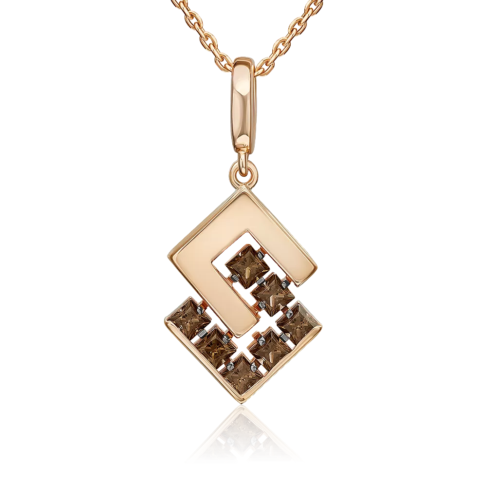 Подвеска из красного золота с кварцем дымчатым 03-3589-00-202-1110