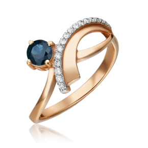 Кольцо из красного золота с сапфиром и бриллиантами 01-0125-00-105-1110-30