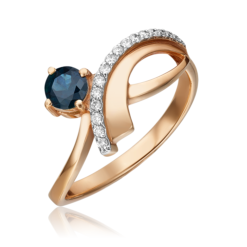 Кольцо из красного золота с сапфиром и бриллиантами 01-0125-00-105-1110-30