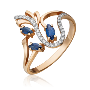 Кольцо из красного золота с сапфирами и бриллиантами 01-0129-00-105-1110-30