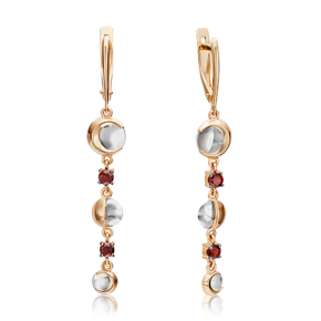 Серьги «Импульс» с английским замком из комбинированного золота с гранатами 02-4731-00-204-1111-75