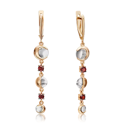 Серьги «Импульс» с английским замком из комбинированного золота с гранатами 02-4731-00-204-1111-75