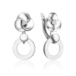 Серьги с английским замком из белого золота с бриллиантами 02-5014-00-101-1120