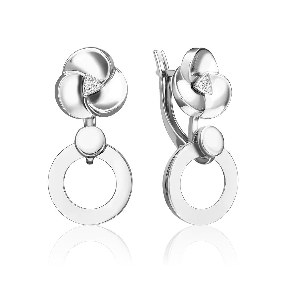 Серьги с английским замком из белого золота с бриллиантами 02-5014-00-101-1120