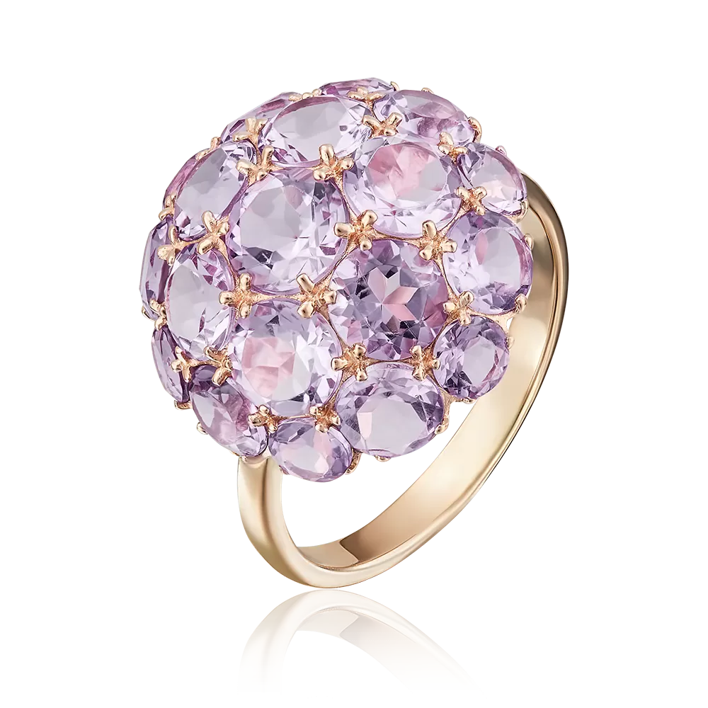 Кольцо из красного золота с аметистами 01-4377-00-203-1110-46