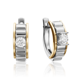 Серьги с английским замком из комбинированного золота с бриллиантом 02-4206-00-101-1121-30