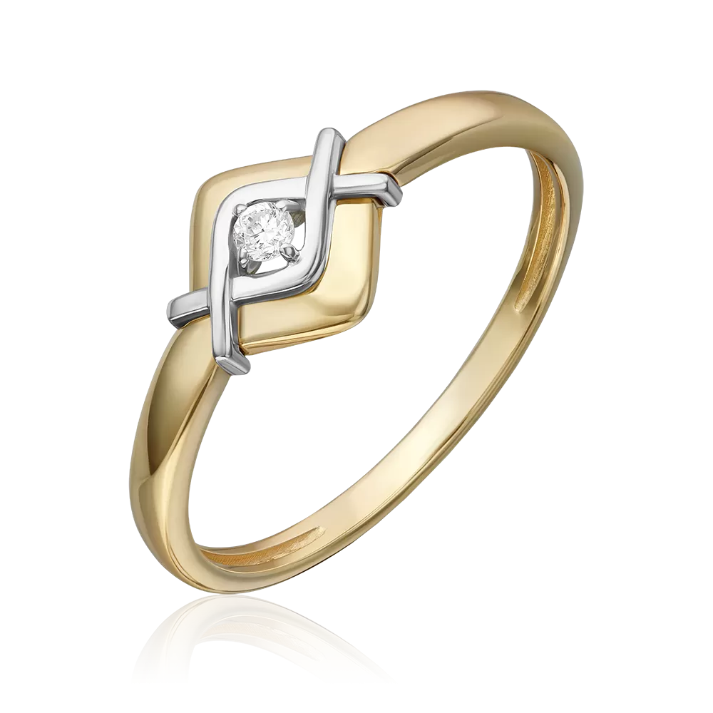 Кольцо из комбинированного золота с бриллиантом 01-5812-00-101-1121