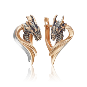 Серьги «Таинственный дракон» (пожелание здоровья) из комбинированного золота 02-4686-01-000-1111