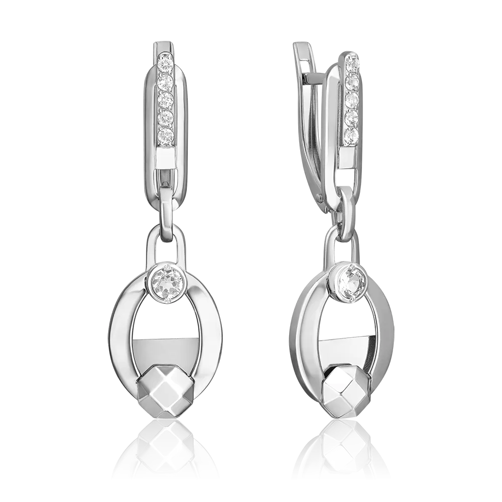 Серьги с английским замком из белого золота с натуральными топазами white 02-5048-00-201-1120
