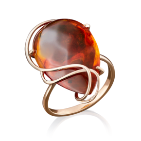Кольцо из красного золота с янтарём 01-4860-00-271-1110-46