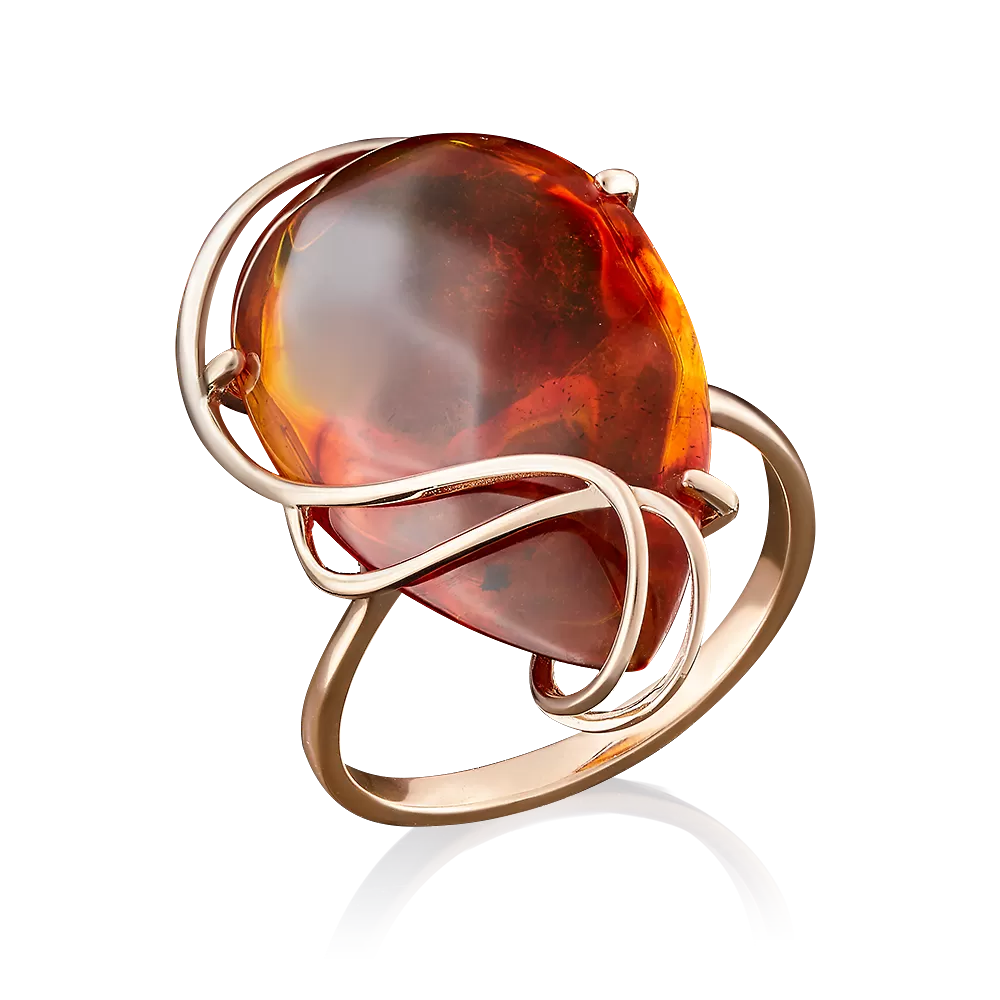 Кольцо из красного золота с янтарём 01-4860-00-271-1110-46