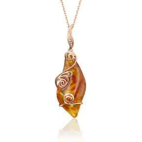 Подвеска из красного золота с янтарём 03-2530-00-271-1110-46