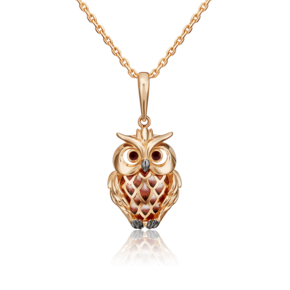 Подвеска «Сова» из красного золота с эмалью 03-3221-00-000-1110-48