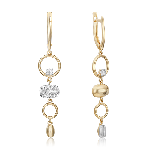 Серьги с английским замком из комбинированного золота с натуральными топазами white 02-4926-00-201-1121