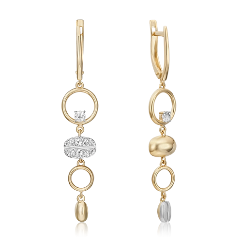 Серьги с английским замком из комбинированного золота с натуральными топазами white 02-4926-00-201-1121