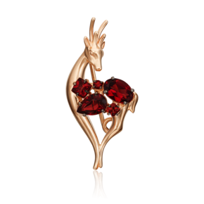 Брошь «Олень» из красного золота с гранатами 04-0235-00-204-1110-57