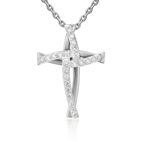 Декоративный крест из белого золота с бриллиантами 03-3309-00-101-1120-30
