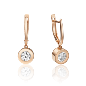 Серьги с английским замком из красного золота с фианитом 02-4500-00-501-1110-38