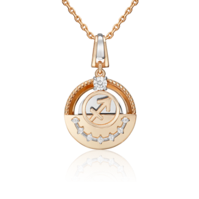 Подвеска «Знак зодиака Стрелец» из комбинированного золота с фианитами 03-3463-02-401-1111