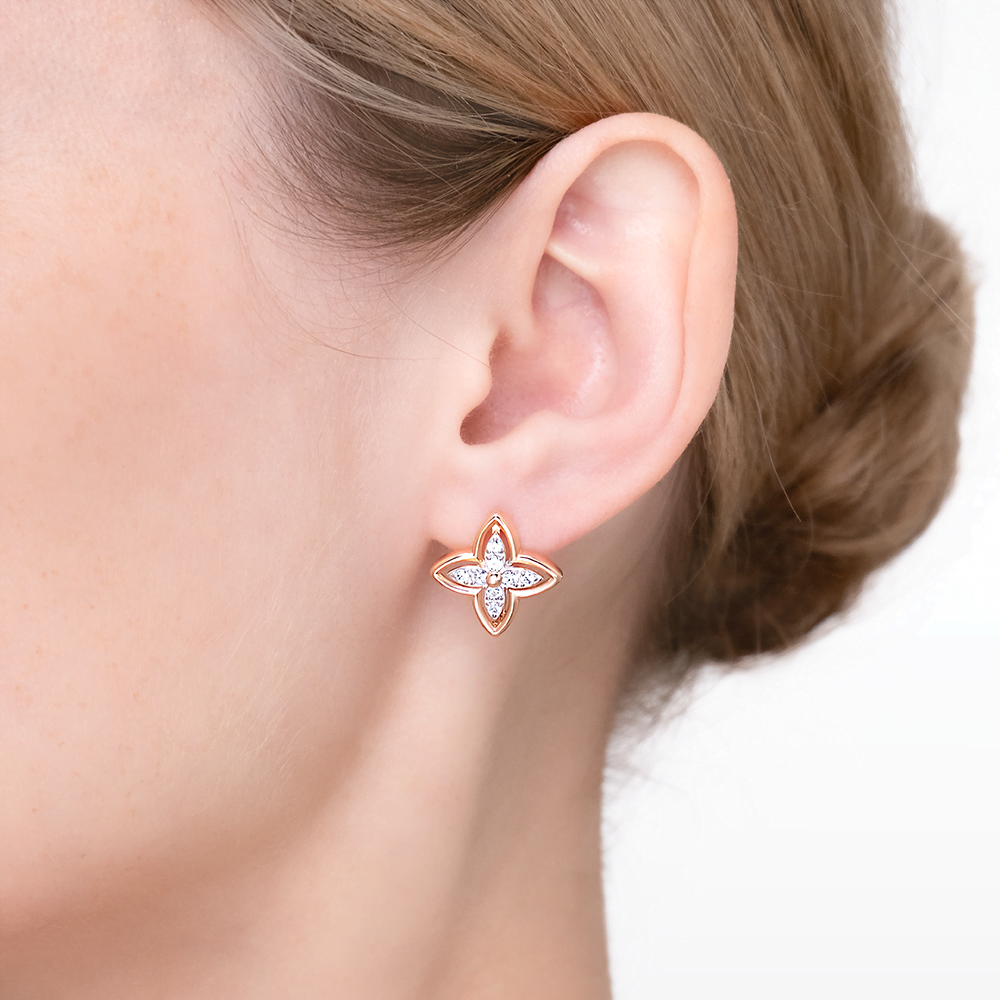 Серьги с английским замком из красного золота с фианитами 02-5511-00-401-1110