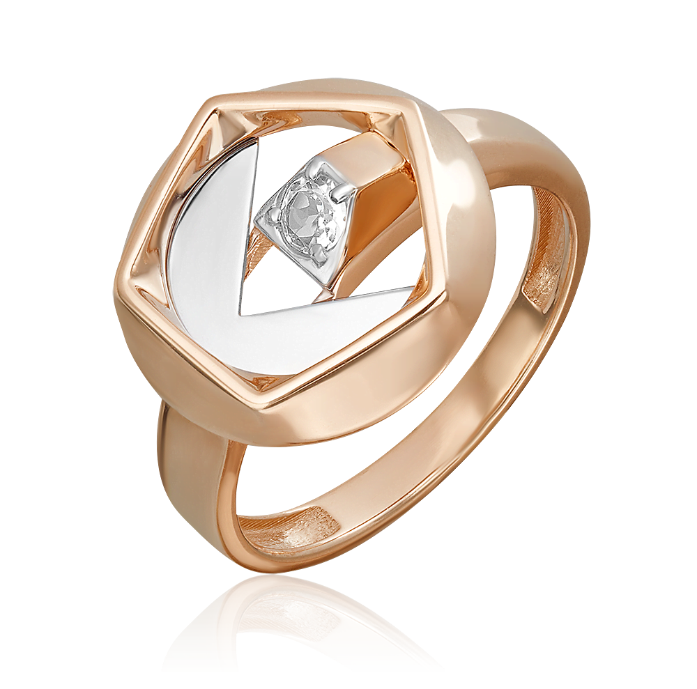 Кольцо из комбинированного золота с натуральным топазом white 01-5623-00-201-1111