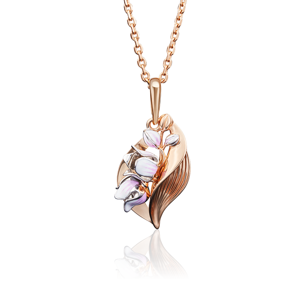 Подвеска «Ландыш» из комбинированного золота с эмалью 03-2653-00-000-1111-59