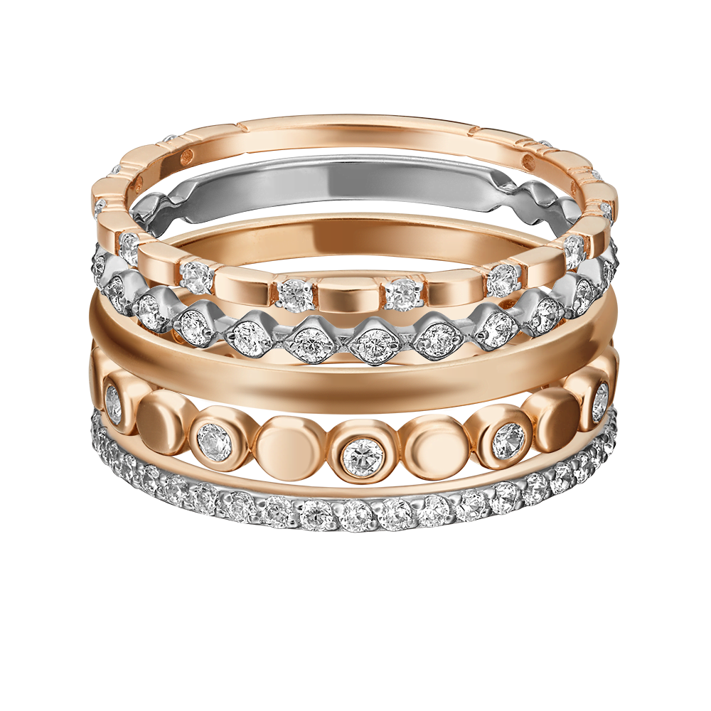 Набор колец из комбинированного золота с фианитами 13-0009-00-401-1111-48