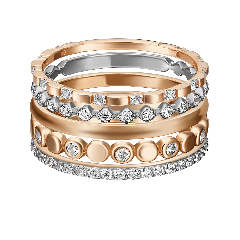 Набор колец из комбинированного золота с фианитами 13-0009-00-401-1111-48