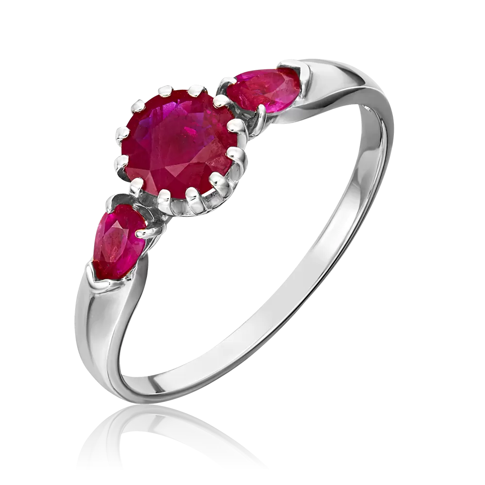 Кольцо из белого золота с рубинами 01-1146-00-104-1120-30