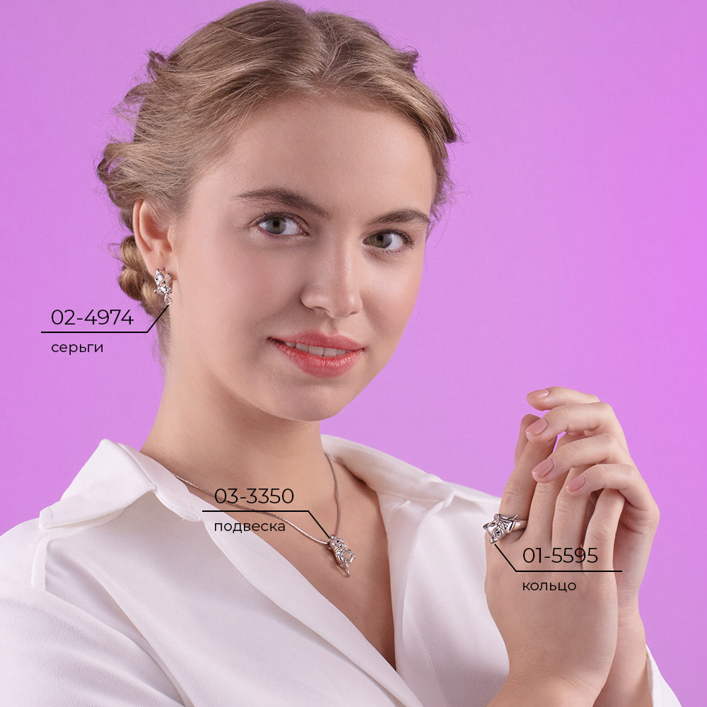 Серьги «Кошки» с английским замком из серебра с эмалью 02-4974-00-000-0200