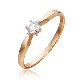 Кольцо из красного золота с бриллиантом