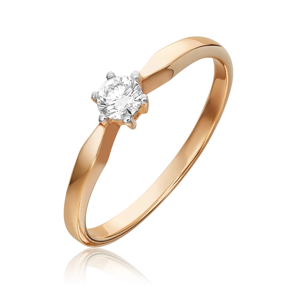 Кольцо из красного золота с бриллиантом 01-0525-00-101-1110-30