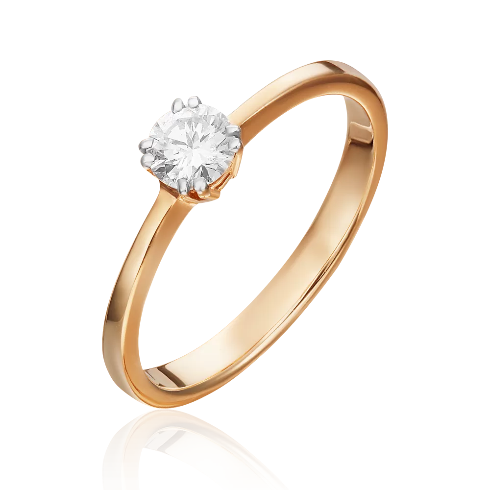 Помолвочное кольцо из красного золота с бриллиантом 01-0537-00-101-1110-30