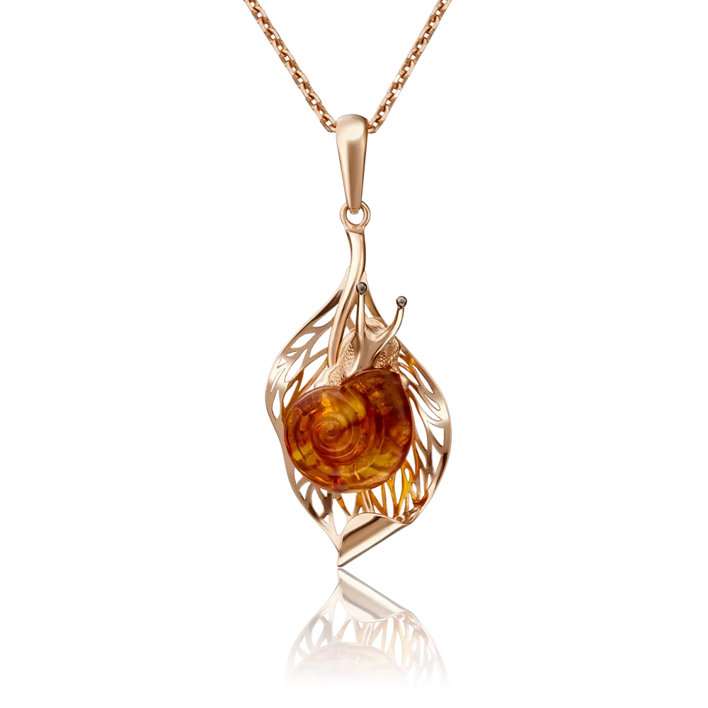 Подвеска «Улитка» из красного золота с янтарём 03-2897-00-271-1110-46